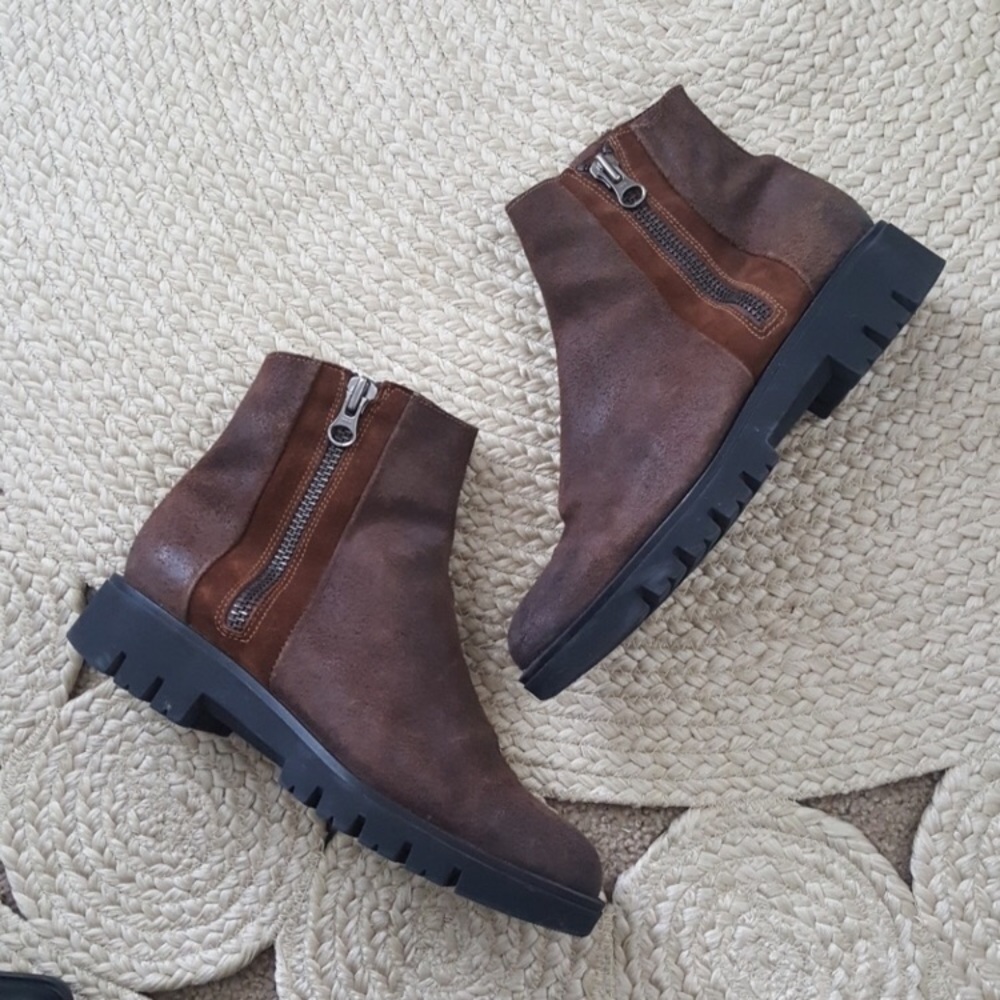 Brown leather boots